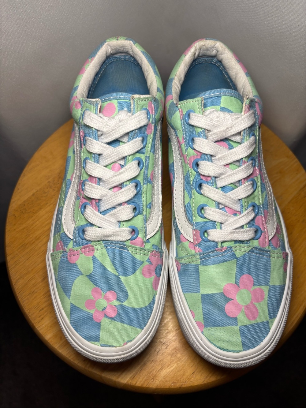 Vans Old Skool Pastel Floral Checkerboard Sneakers Y2K Women’s 6 - Picture 5 of 8